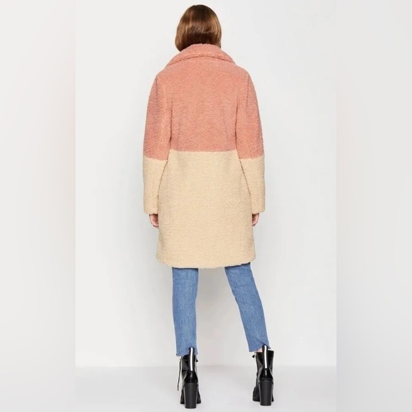 BCBG ColorBlock Teddy Blush Faux Fur Shearling Coat (NWOT) - Picture 4 of 7